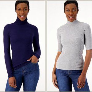 Studio Park x Courtney Khondabi Set of 2 Knit Tops - Grey/Blck (Sz XS) a608646